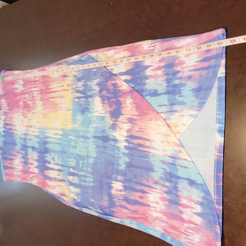 Spring Pastel Tie-Dye Racerback Muscle Maxi Dress With Crosses Front Hem Size 2X - Picture 7 of 13